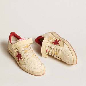 Golden Goose Ball Star LAB Sneakers In Nappa And PVC With Red Suede Star And Heel Tab GMF00554.F005681.11474