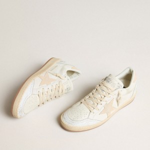 Golden Goose Ball Star LTD CNY Sneakers In White Leather With Ivory Star GWF00117.F005808.11847