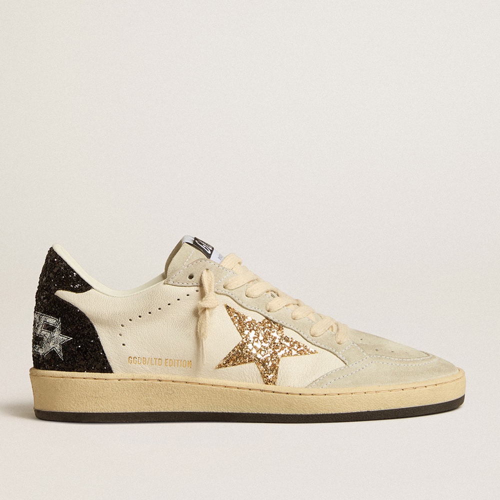 Golden Goose Ball Star LTD Sneakers In Nappa Leather And Suede With Glitter Star And Black Heel Tab GWF00117.F005143.82495