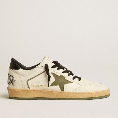 Golden Goose Ball Star LTD Sneakers In Nappa Leather With Canvas Star And Black Leather Heel Tab GMF00327.F005203.10516