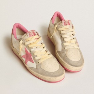 Golden Goose Ball Star LTD Sneakers In Nappa With Pink Suede Star And Dove-gray Inserts GWF00117.F005856.82657