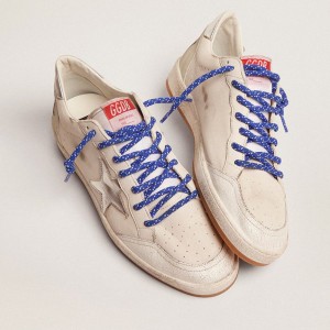 Golden Goose Ball Star LTD Sneakers In White Nappa With Silver Star GMF00117.F002604.80185