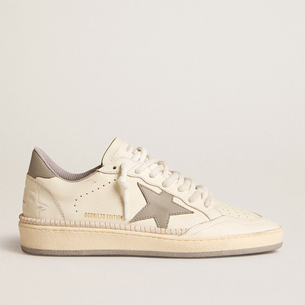 Golden Goose Ball Star LTD Sneakers With Gray Leather Star And Heel Tab And Stitching GWF00767.F006041.11891