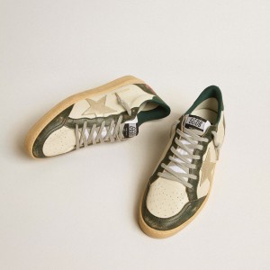 Golden Goose Ball Star LTD Sneakers With Platinum Leather Star And Green Leather Heel Tab GMF00117.F005261.11659