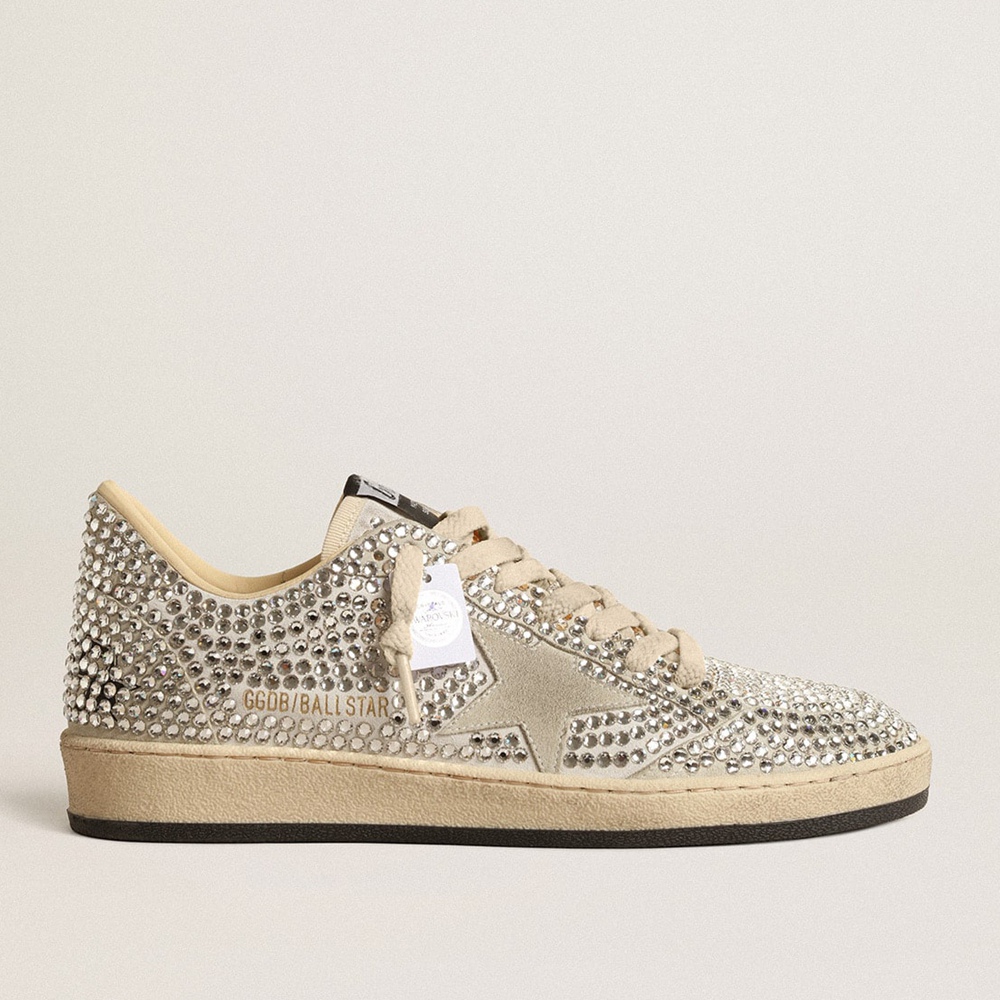 Golden Goose Ball Star LTD Sneakers With Swarovski Crystals And Gray Suede Star GWF00117.F004690.81980