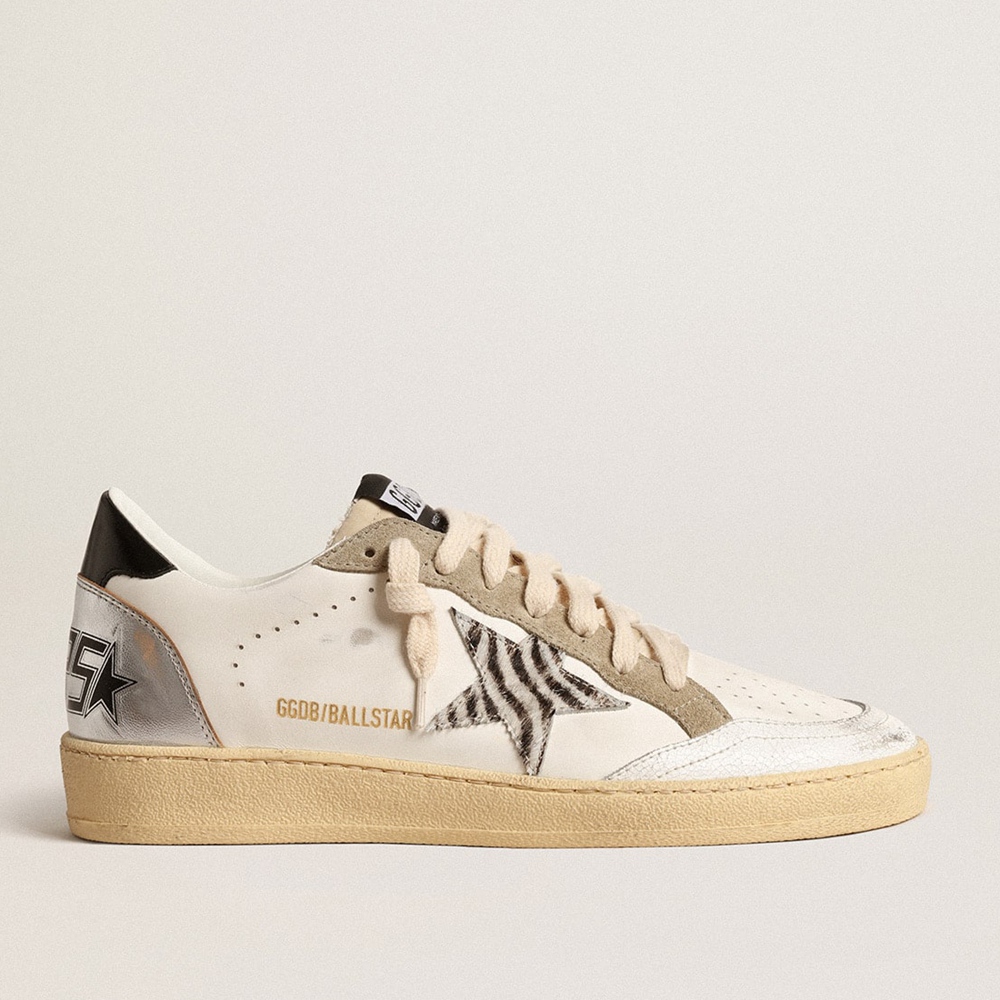 Golden Goose Ball Star LTD Sneakers With Zebra-print Star And Metallic Leather Insert GWF00117.F004541.82286