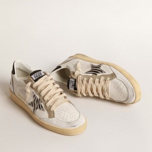 Golden Goose Ball Star LTD Sneakers With Zebra-print Star And Metallic Leather Insert GWF00117.F004541.82286