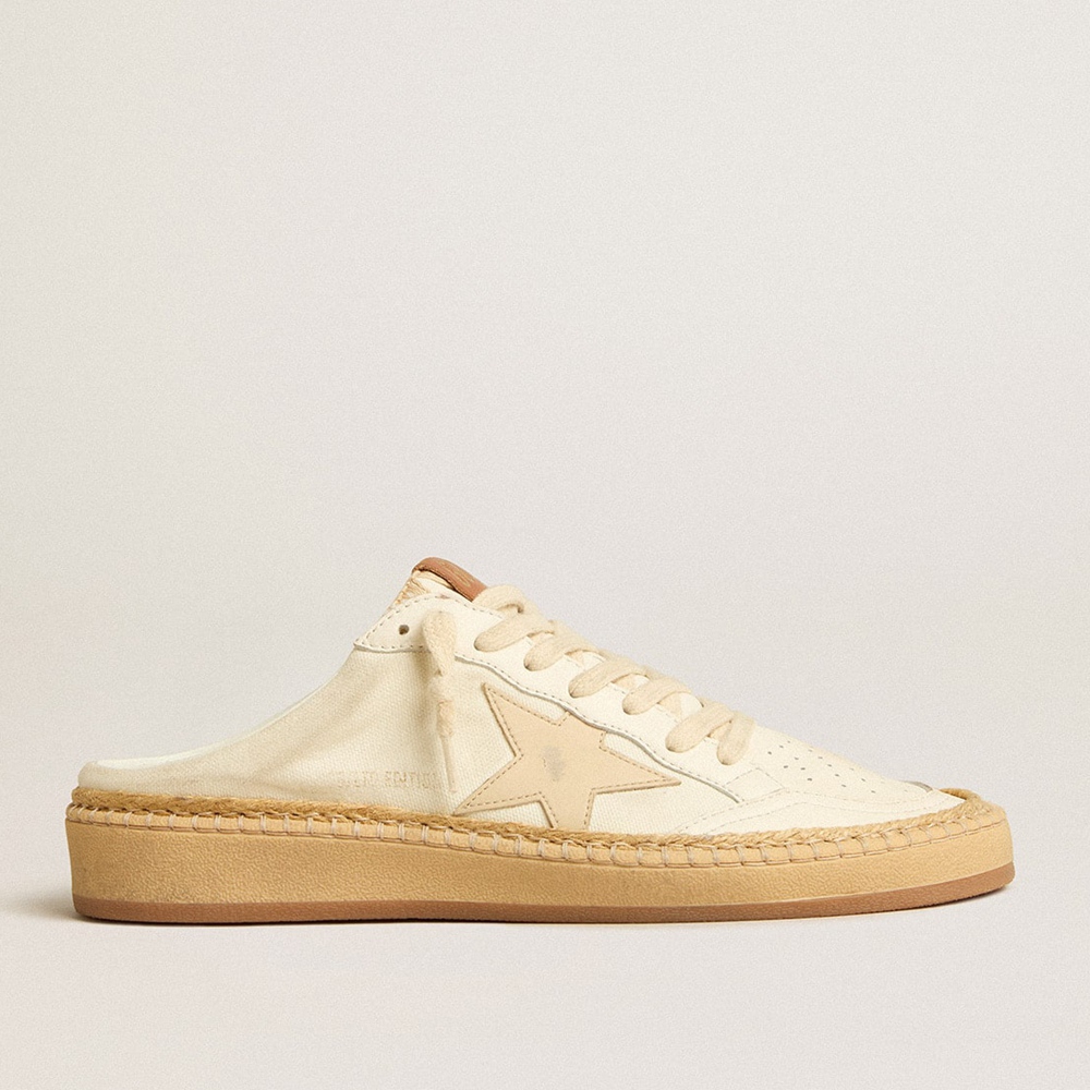 Golden Goose Ball Star Sabots LTD Sneakers With Beige Leather Star And Raffia Trim GWF00436.F004890.11562