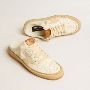 Golden Goose Ball Star Sabots LTD Sneakers With Beige Leather Star And Raffia Trim GWF00436.F004890.11562