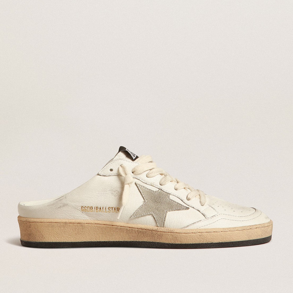 Golden Goose Ball Star Sabots Sneakers In Nappa Leather With Ice-gray Suede Star GWF00436.F004063.10276