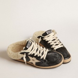 Golden Goose Ball Star Sabots Sneakers In Nappa With Platinum Star And Shearling Lining GWF00436.F004042.90370