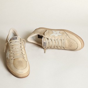 Golden Goose Ball Star Sneakers In Milk-white Nylon With White Star And Heel Tab GWF00117.F003256.11197