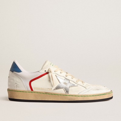 Golden Goose Ball Star Sneakers In Nappa And Mesh With Silver Metallic Leather Star GMF00327.F004619.11518