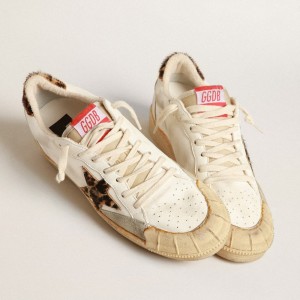 Golden Goose Ball Star Sneakers In Nappa With Leopard-print Pony Skin Star And Heel Tab GWF00351.F004003.15407