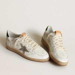 Golden Goose Ball Star Sneakers In White Nappa With Dove Gray Suede Star GMF00117.F003435.11207