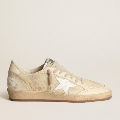 Golden Goose Ball Star Sneakers In White Nylon With White Star And Heel Tab GMF00117.F003256.11197