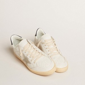 Golden Goose Ball Star Sneakers With Ice-gray Suede Star And Blue Leather Heel Tab GMF00327.F004603.10270