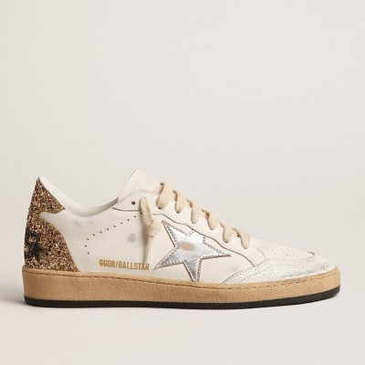 Golden Goose Ball Star Sneakers With Metallic Leather Star And Glitter Heel Tab GWF00117.F004545.10358