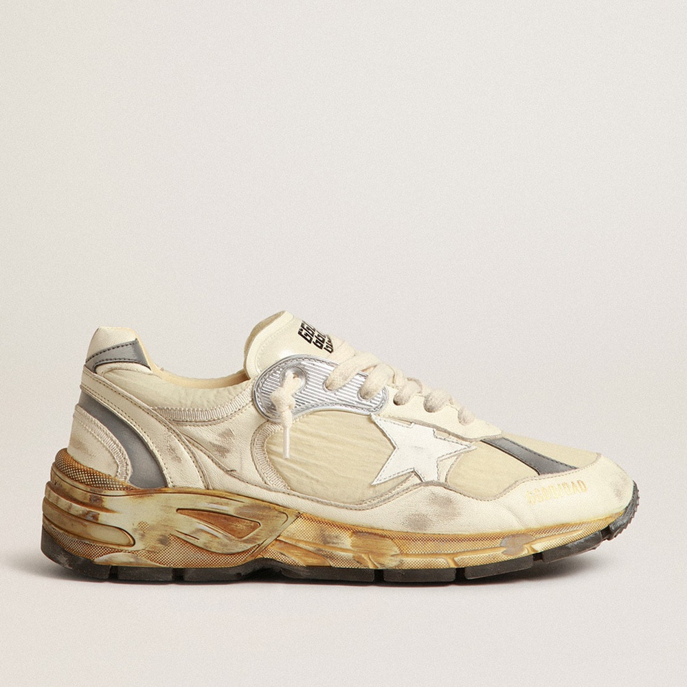 Golden Goose Dad-Star Sneakers In Beige Nappa And Nylon With White Leather Star GMF00199.F004071.82142