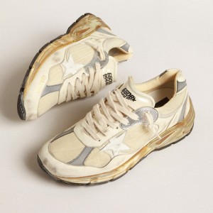 Golden Goose Dad-Star Sneakers In Beige Nappa And Nylon With White Leather Star GMF00199.F004071.82142