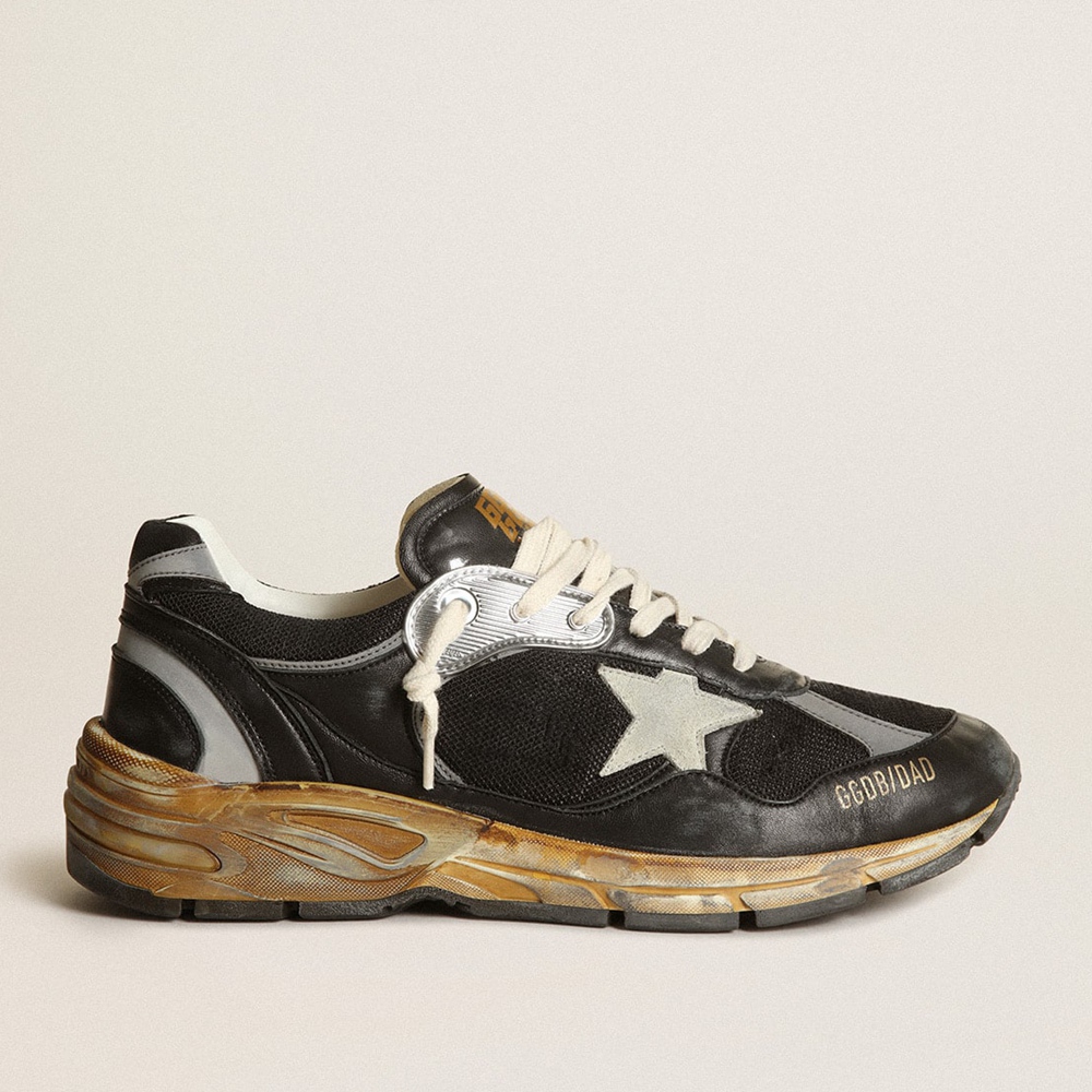 Golden Goose Dad-Star Sneakers In Black Mesh And Nappa With Ice-colored Star GMF00199.F003270.90282