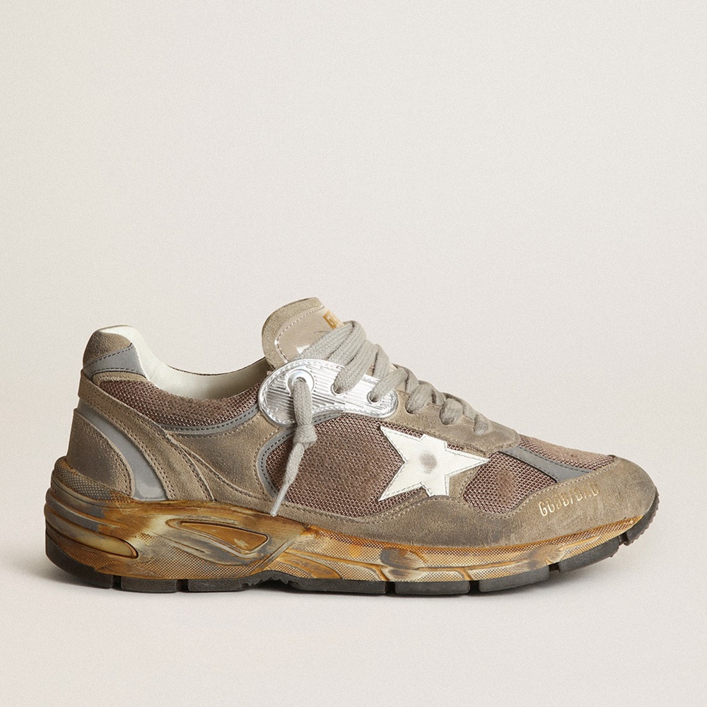 Golden Goose Dad-Star Sneakers In Dove Gray Mesh And Suede GMF00199.F003271.81751