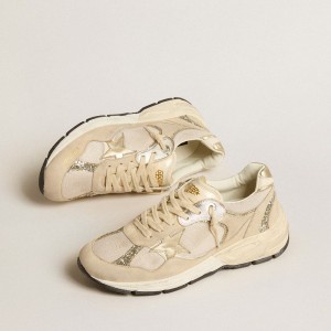 Golden Goose Dad-Star Sneakers In Pearl Mesh And Suede With Platinum Leather Star And Heel Tab GWF00199.F005176.82502