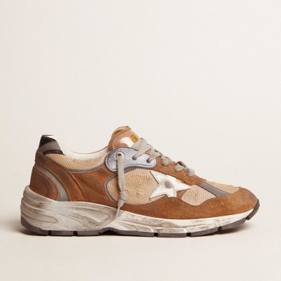 Golden Goose Dad-Star Sneakers In Tobacco-colored Mesh And Suede With White Star GMF00199.F002566.55460