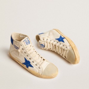 Golden Goose Francy Penstar LAB Sneakers In Nappa Leather With Blue Star And Nylon Heel Tab GWF00637.F005682.10793