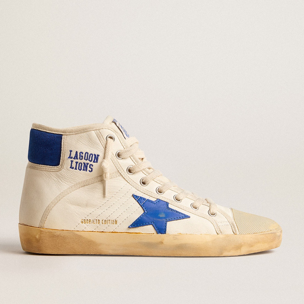 Golden Goose Francy Penstar LAB Sneakers In Nappa With Blue Star And Nylon Heel Tab GMF00637.F005682.10793