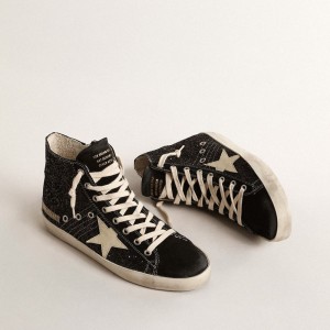 Golden Goose Francy Penstar LTD Sneakers In Glitter With Ivory Star And Black Heel Tab GWF00113.F004558.90232