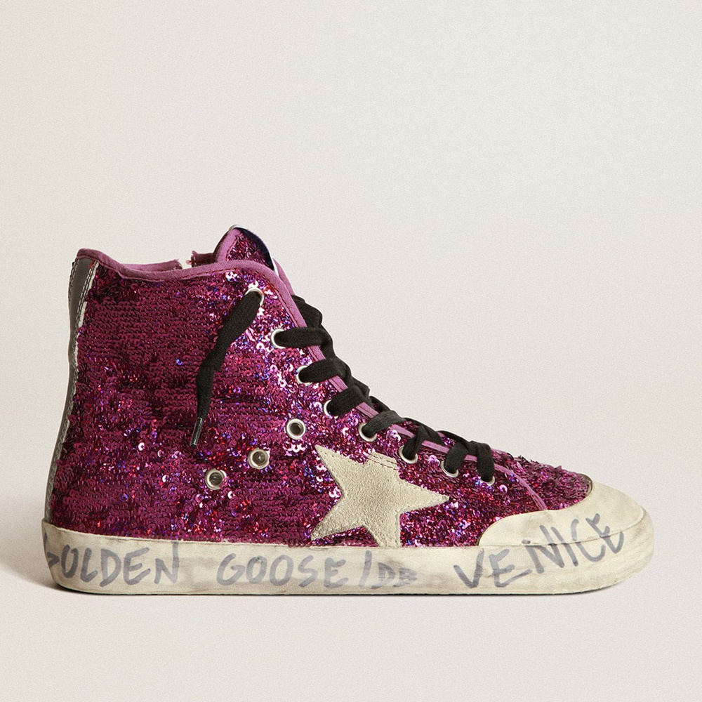 Golden Goose Francy Sneakers With Sequins And Handwritten Lettering On The Outsole GWF00114.F002977.45363