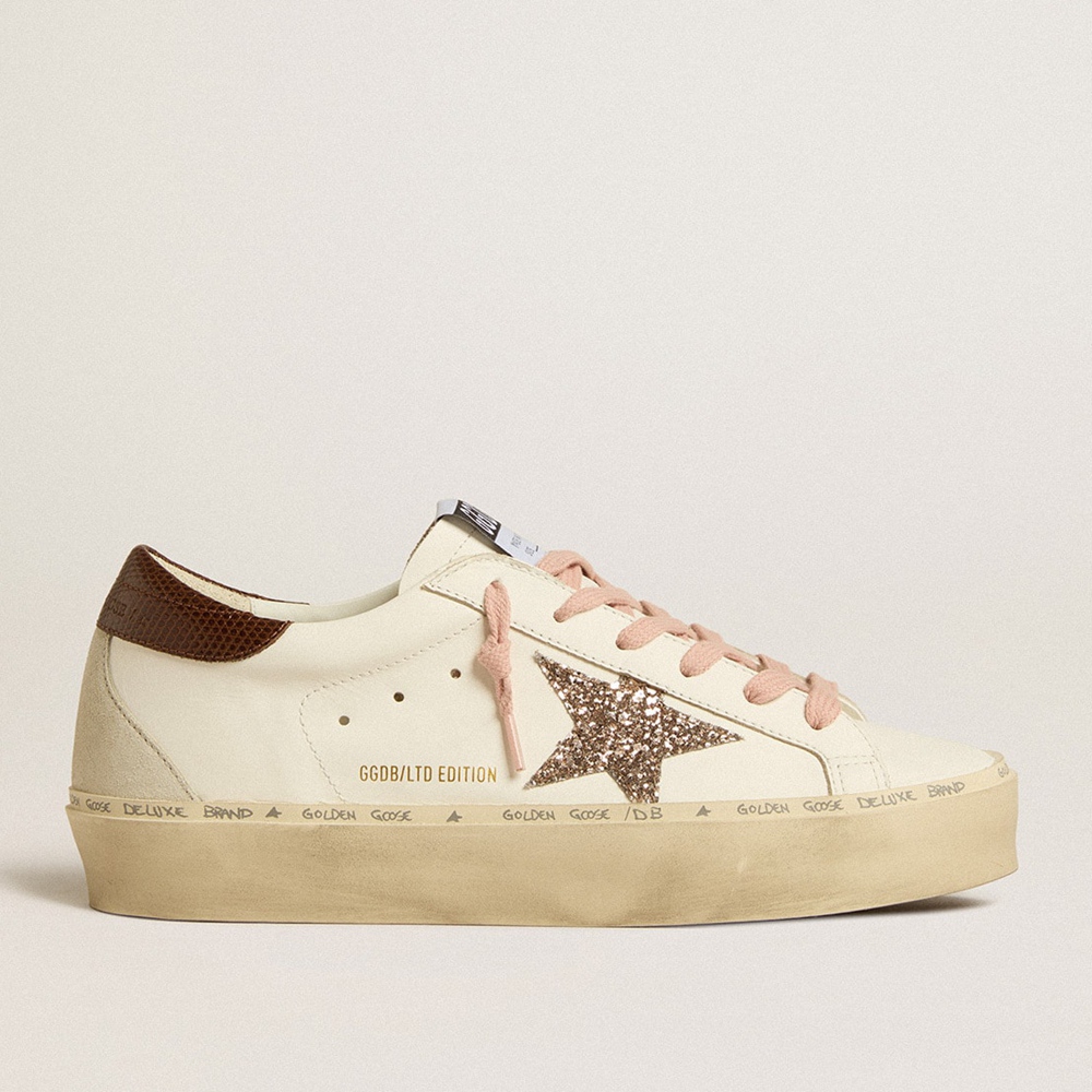 Golden Goose Hi Star LTD Sneakers With Glitter Star And Brown Lizard-print Heel Tab GWF00119.F005121.11648