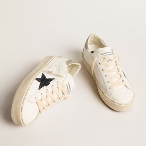 Golden Goose Hi Star Sneakers With Blue Glitter Star And Platinum Glitter Heel Tab GWF00119.F005903.11339