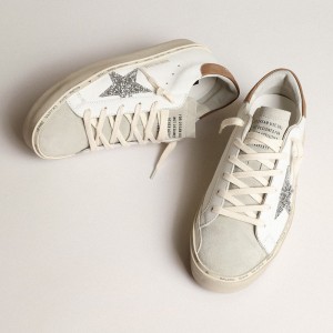 Golden Goose Hi Star Sneakers With Silver Glitter Star And Dove-gray Nubuck Heel Tab GWF00118.F003976.11354