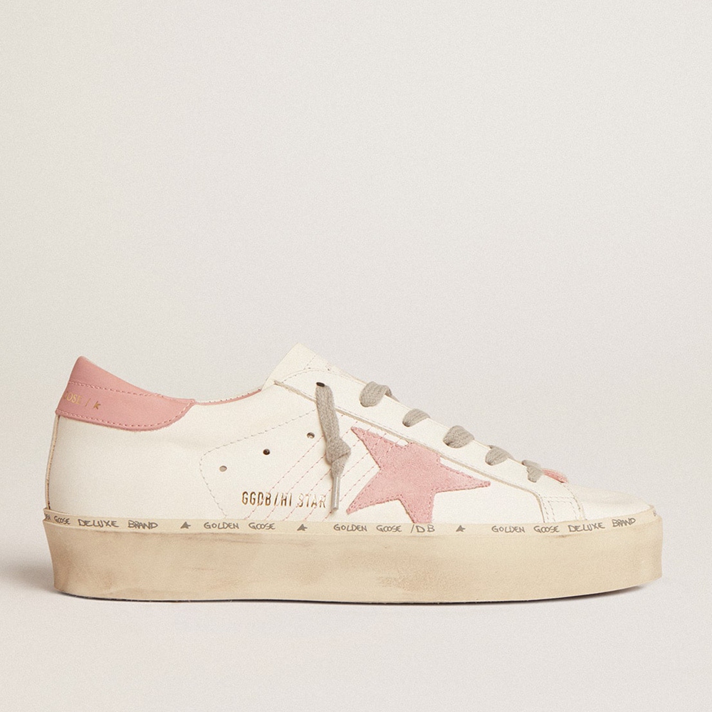 Golden Goose Hi Star Sneakers With Suede Star And Old Rose Leather Heel Tab GWF00118.F004723.11202