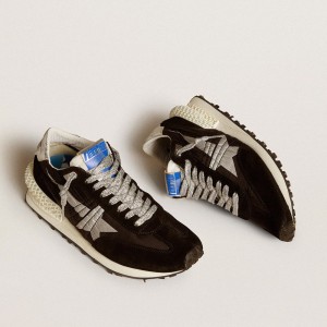 Golden Goose Marathon Shoes With Black Ripstop Nylon Upper And Silver Star GWF00684.F005675.90179