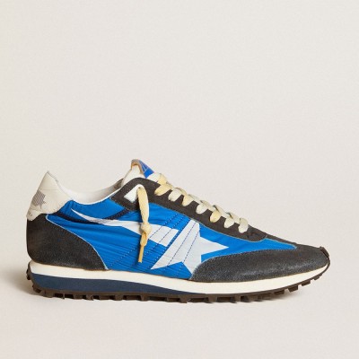 Golden Goose Marathon Shoes With Blue Nylon Upper And White Star GMF00683.F005463.50738