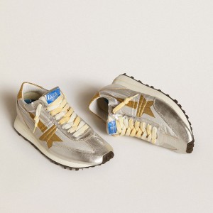 Golden Goose Marathon Shoes With Silver Ripstop Nylon Upper And Gold Star GWF00683.F005490.70138