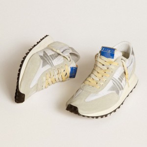 Golden Goose Marathon Shoes With White Nylon Upper And Silver Star GMF00683.F005457.60466