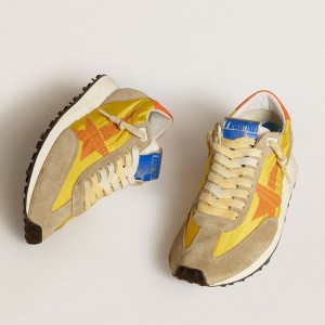 Golden Goose Marathon Shoes With Yellow Nylon Upper And Orange Star GWF00683.F005462.82542