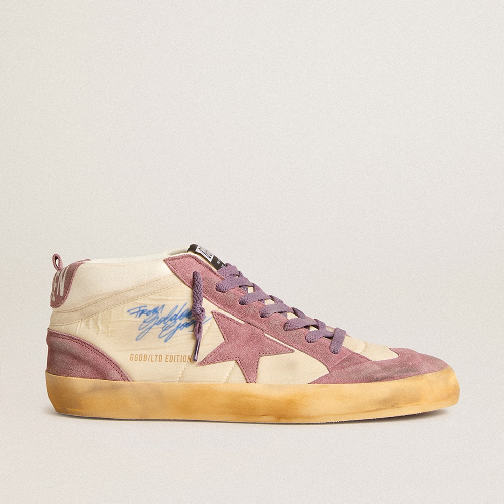 Golden Goose Mid Star LAB Sneakers In Nylon And Nappa With Mauve Suede Star GMF00123.F005695.15573