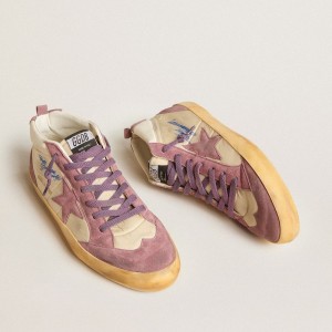 Golden Goose Mid Star LAB Sneakers In Nylon And Nappa With Mauve Suede Star GMF00123.F005695.15573