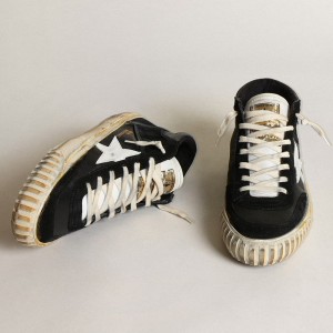 Golden Goose Mid Star Sneakers In Black Nappa And Suede With White Leather Star GMF00408.F003450.80203