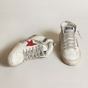 Golden Goose Mid Star Sneakers With A Pink Laminated Leather Star And Black Flash GWF00122.F003357.11231