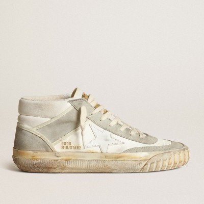 Golden Goose Mid Star Sneakers With Ice-gray Suede Inserts And White Star GMF00408.F003449.10276