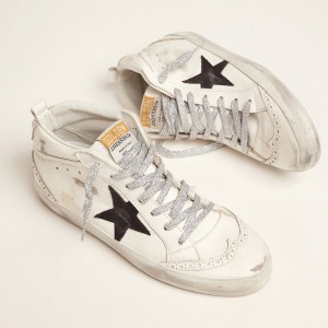 Golden Goose Mid Star Sneakers With Laminated Heel Tab And Glitter Laces GWF00122.F001249.10238