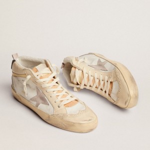 Golden Goose Mid Star Sneakers With Light Gray Suede Star And Gold Flash GMF00123.F003018.11116