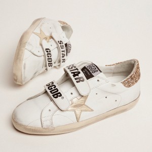 Golden Goose Old School Sneakers With Gold Star Sneakers In Laminated Leather GWF00111.F002154.10272