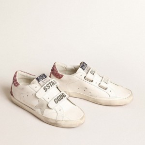 Golden Goose Old School Sneakers With Ice-gray Suede Star And Glitter Heel Tab GWF00177.F004705.82337